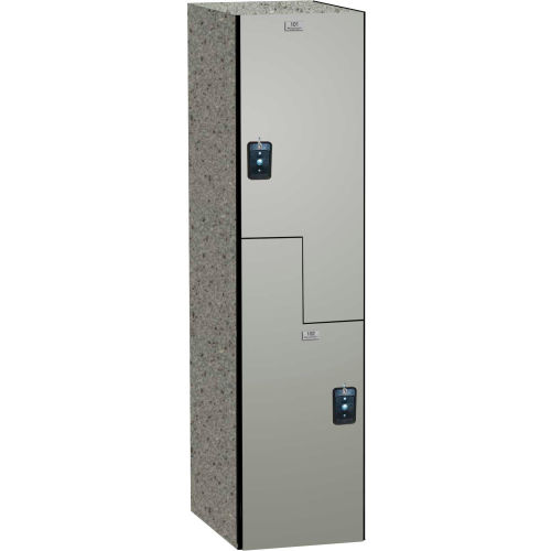 ASI Storage Traditional Z-Style 2 Door Phenolic Locker, 12"Wx15"Dx72"H, Silver Gray, Assembled