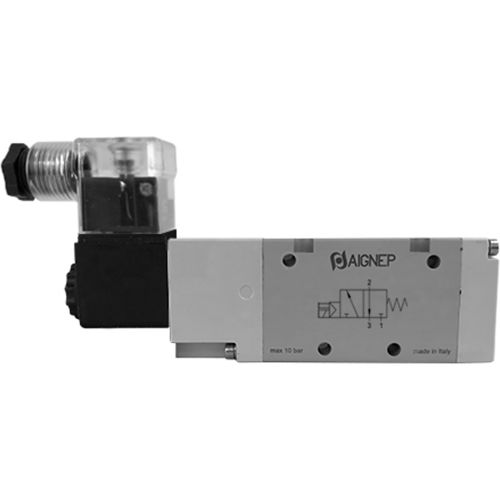 Aignep USA 3/2 Open Single Solenoid Valve, Ext Pilot 1/4 NPTF, 24V DC/3W Coil, LED Connection