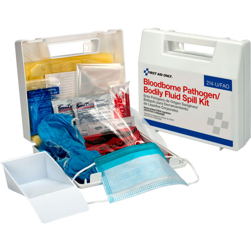 First Aid Only Bloodborne Pathogen Spill Clean Up Kit, Plastic Case, 24 Piece
