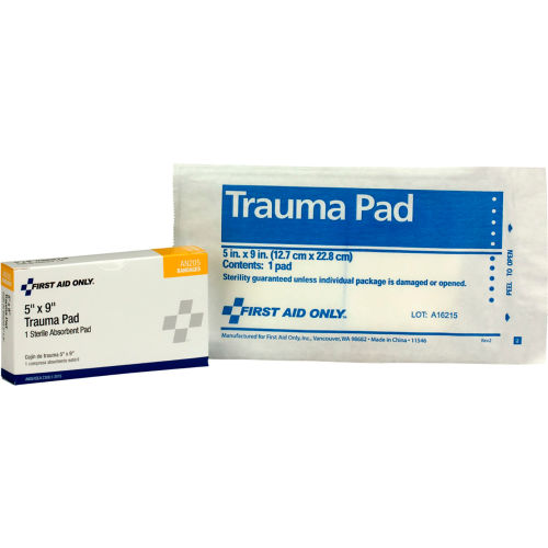 First Aid Only Trauma Pad, 5&quot; x 9&quot;, 1/Box