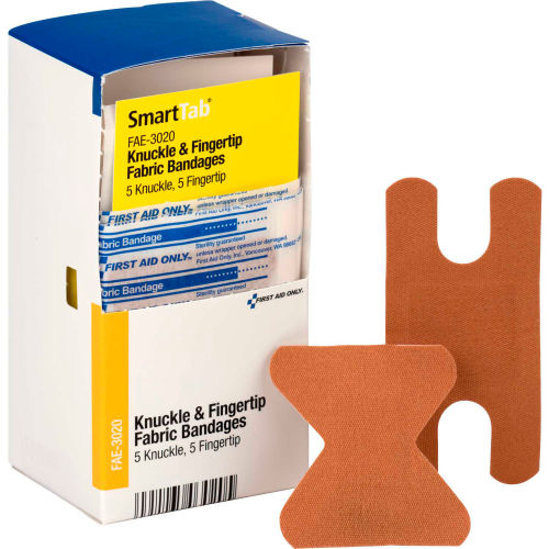 First Aid Only FAE-3020 SmartCompliance Refill 5 Knuckle & 5 Fingertip Bandages, Fabric, 10/Box