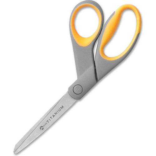 Westcott&#174; Titanium Bonded Scissors with Soft Grip Handles, 8"L Bent, Gray/Yellow