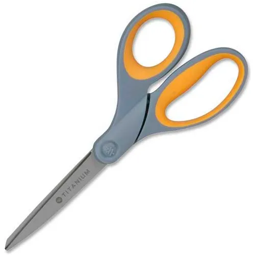 Westcott® Titanium Bonded Scissors, 8L Straight, Gray/Yellow, 2/Pack