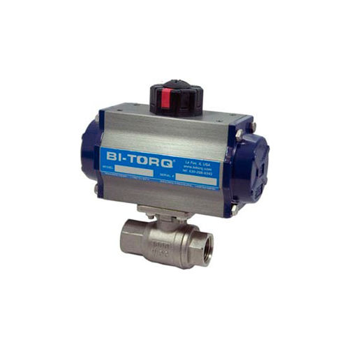 BI-TORQ 1/2" 2-Pc SS NPT Ball Valve W/Spring Ret. Pneum. Actuator