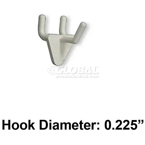 Double-Loop Plastic Pegboard-Slatwall Hook, 6L, White - Pkg Qty 1000