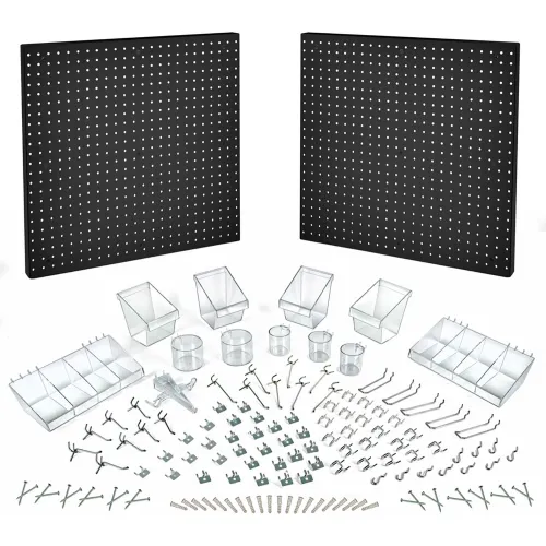 Wall Control Pegboard Basic Tool Organizer Kit, Galvanized Black, 48 X 32  X 9