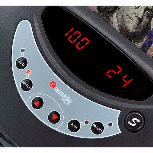 Cassida Tiger Commercial Currency Counter with UV & MG Counterfeit Detection - 250 Bill Capacity