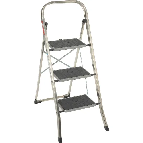 4 Step Foldable Steel Ladder -Wide Anti Skid Steps - (Gray & White) At - View #8