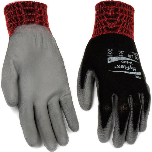 6 Pair Ansell HyFlex Lite Gloves Black/Gray Size 9 11-600-9 