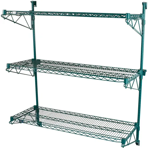 WTW シェルフ Nexel® Poly-Green® Adjustable Wall Mount Wire Shelving, 4 Shelf