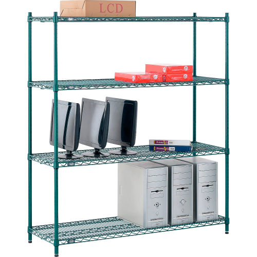 Nexel® Green Epoxy Wire Shelving, 54"W X 18"D X 54"H