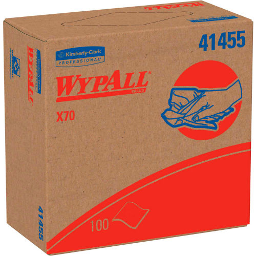 Kimberly-Clark Wypall X70 Wipes, Pop-Up Box, 9-1/10" X 16-4/5", White, 10 Boxes/Case - KIM41455