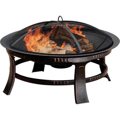 Pleasant Hearth Brant Wood Burning Fire Pit OFW106R, 30" Round, Rubbed Bronze Finish