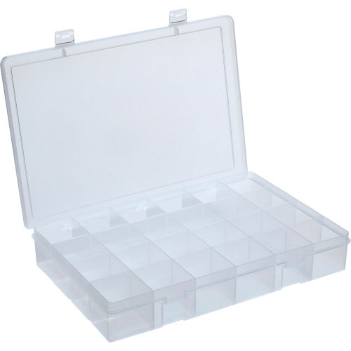 Durham Large Plastic Compartment Box LP24-CLEAR - 24 Compartments, 13-1/8x9x2-5/16