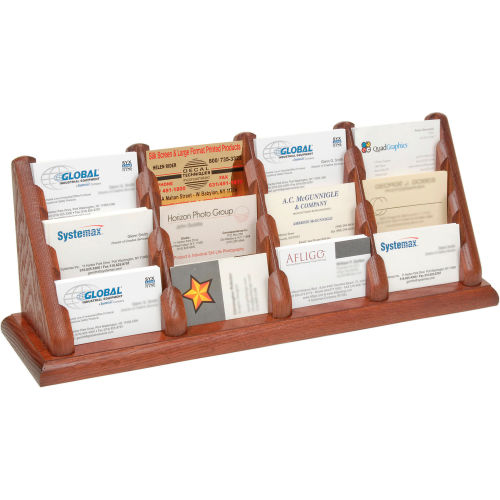 12 Pocket Counter Top Business Card Holder - Mahogany
