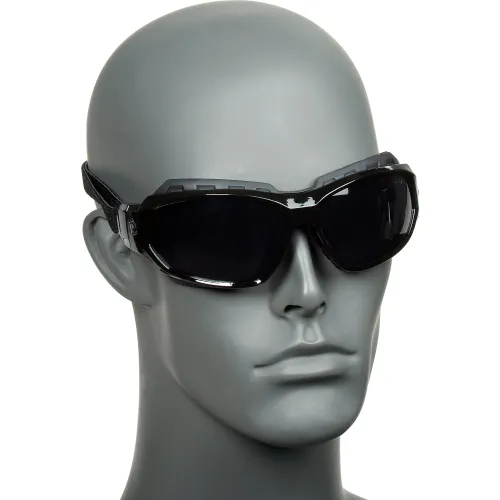 Ergodyne Skullerz Loki Convertible Polarized Safety Sunglasses, Smoke Lens-Includes  Gasket and Strap to Convert to Goggle, Polarized Smoke Lens, Black Frame 