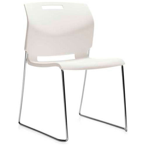 Global&#8482; Armless Stacking Chair - Plastic - Ivory Clouds - Popcorn Series