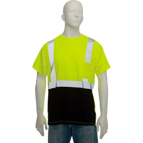 OccuNomix Class 2 Classic Black Bottom T-Shirt with Pocket, Yellow, L