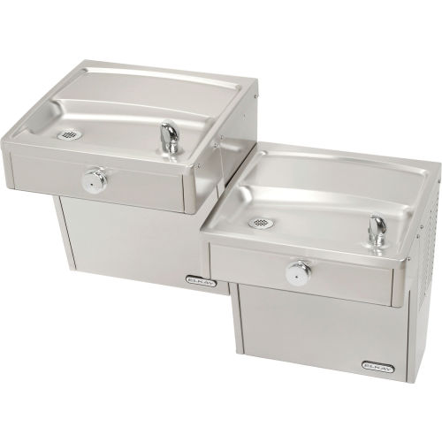 Elkay ADA Vandal Resistant Water Cooler, SS, Cane Apron, 2 Station