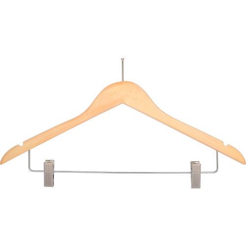18 in. Wood Hanger for Ladies' Suit/Skirt, Balltop Hook, 100/Case
																			