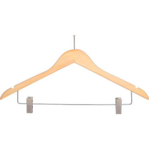 18 in. Wood Hanger for Ladies' Suit/Skirt, Balltop Hook, 100/Case