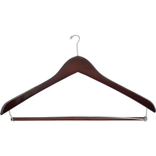 Styles 17 Mens Flat Suit Wood Hanger, Walnut/Chrome, 100 Per Case Price  Per Case