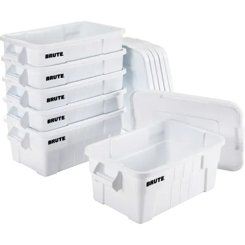 Rubbermaid White Polyethylene Brute Tote Box with Lid 27-7/8 inch