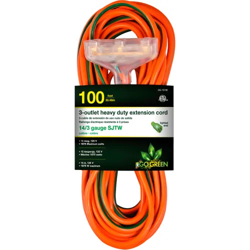 25ft Heavy Duty 12/3 Gauge Outdoor Extension Cord By Stark USA – Yellow, 3 Prong