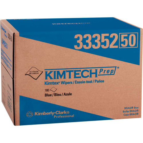 Kimtech Kimtex Wipers, 12-1/10 x 16-4/5, Blue, 180/Brag Box - KCC 33352