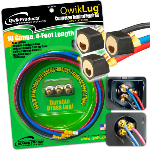 Qwik Products 3 Terminal Repair Lugs QT2910 - 10 AWG, 4' Leads With Spade