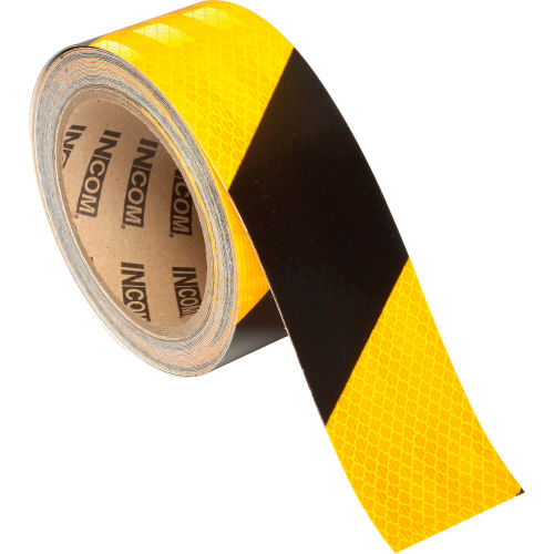 Super Brite Reflective Tape, Yellow/Black, 2inW x 30ftL Roll, HRT230YB