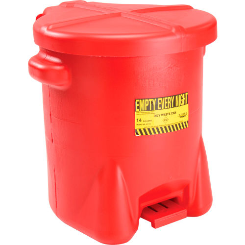 Eagle 14 Gallon Poly Waste Can W/ Foot Lever, Red - 937-FL