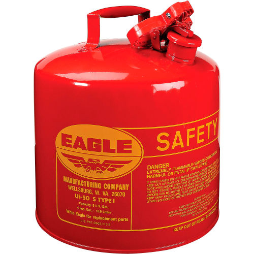 Eagle Type I Safety Can - 5 Gallons - Red, UI-50-S
																			