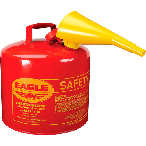 Eagle Type I Safety Can - 5 Gallon with Funnel - Red, UI-50-FS