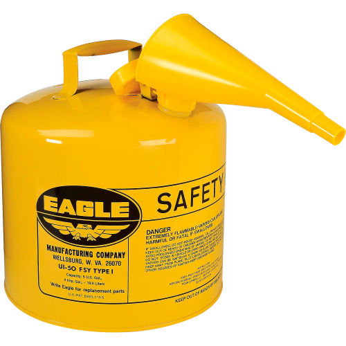 Eagle Type I Safety Can - 5 Gallon with Funnel - Yellow, UI-50-FSY