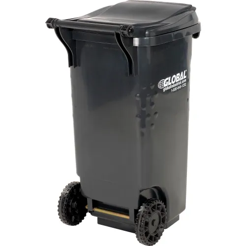 Global Industrial Mobile Heavy Duty Trash Container, 65 Gallon, Blue