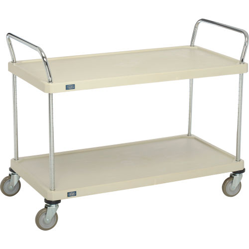 2 Solid Plastic Shelves Utility Cart, 24W x 48L x 39H