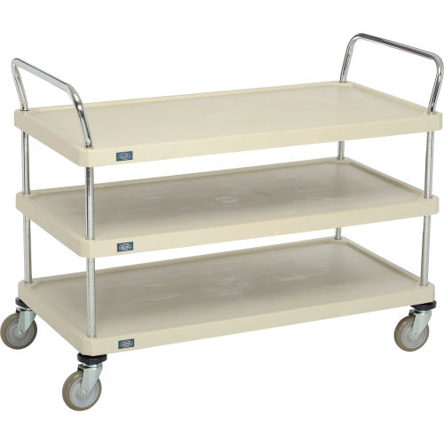 3 Solid Plastic Shelves Utility Cart, 24W x 48L x 39H
																			