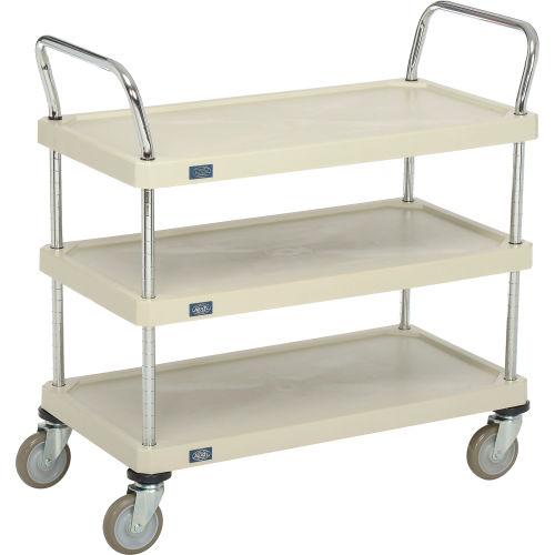 3 Solid Plastic Shelves Utility Cart, 18W x 36L x 39H