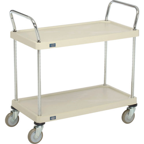 2 Solid Plastic Shelves Utility Cart, 18W x 36L x 39H