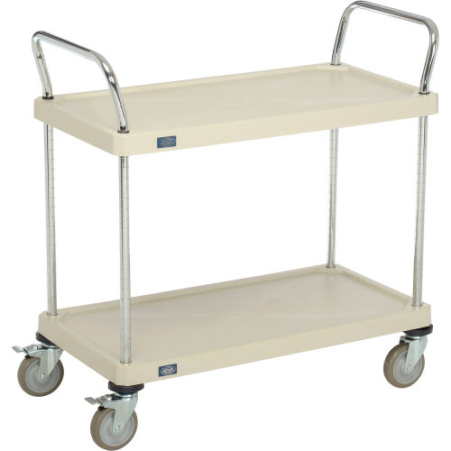 2 Solid Plastic Shelves Utility Cart, 18W x 36L x 39H
