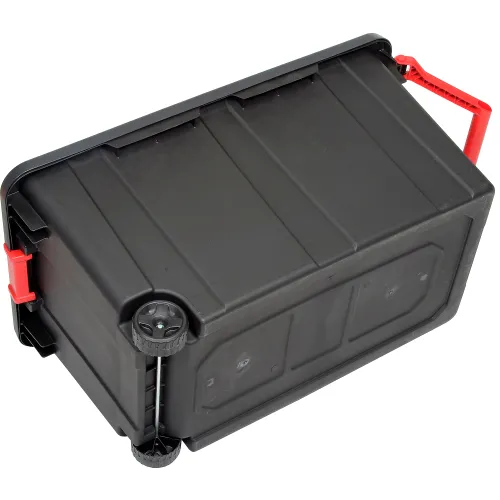 Sterilite Wheeled Industrial Tote - Black/Racer Red 40 Gallon 36-3/4L x  21-3/8W x 18H - Pkg Qty 2