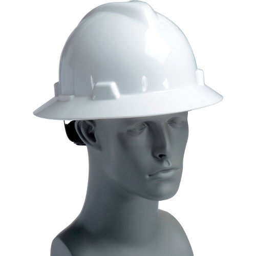 MSA V-Gard® Hard Hats, Full Brim, Fas-Trac® Suspension, White, 475369