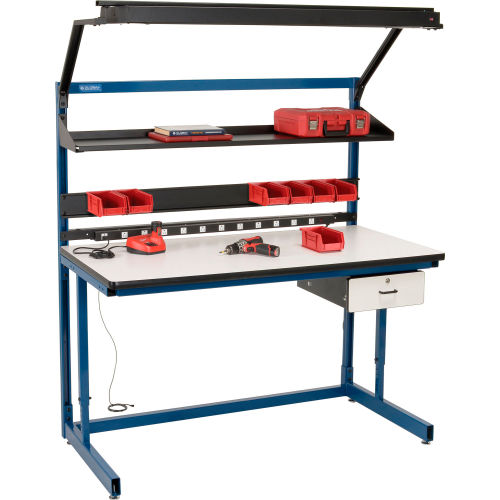 Global Industrial™ Bench-In-A-Box Cantilever Workbench, ESD Laminate Top, 60Wx30D, Blue