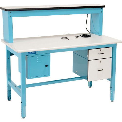 Global Industrial™ Bench-In-A-Box Technical Workbench, ESD Laminate Top, 60Wx30D, Blue