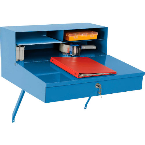 Wall Mounted Receiving Desk 24inW x 22inD - Blue