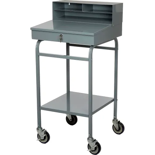 Winholt Mobile Open Base Shop Desk, Pigeonhole Riser, 24W x 22D, Gray