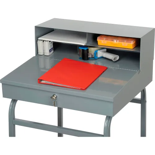 Winholt Mobile Open Base Shop Desk, Pigeonhole Riser, 24W x 22D, Gray