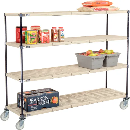 Nexelite® Plastic Mat Shelf Truck w/Poly Swivel Casters, 72"L x 24"W x