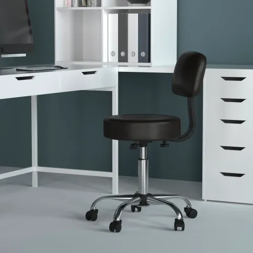 Boss Office Products Medical Stool With Antimicrobial Vinyl, Black/Chrome